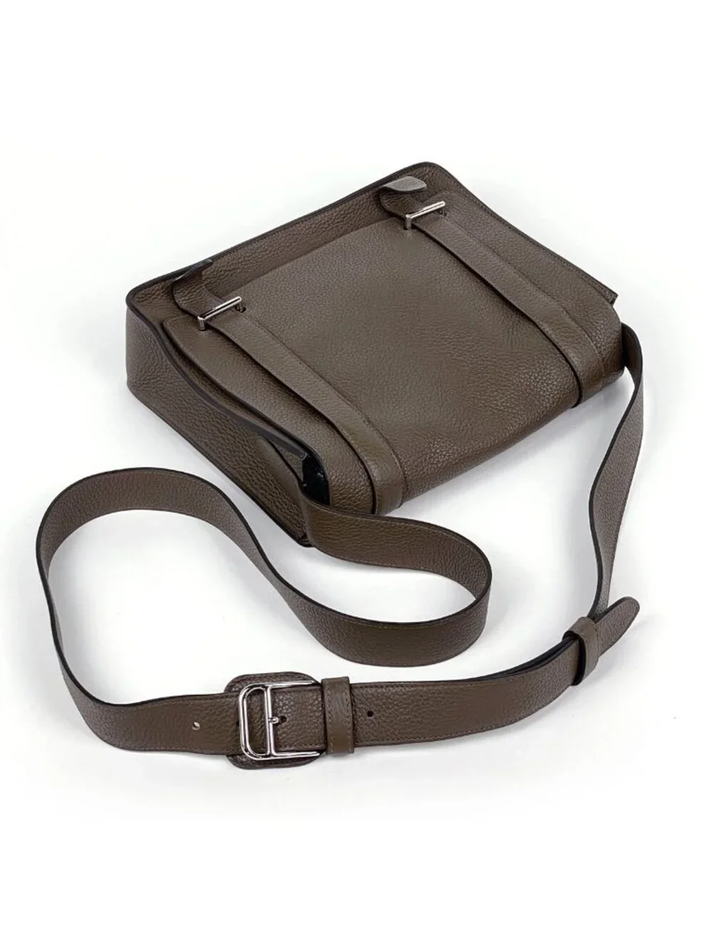 Hermes Steve Caporal 27 Shoulder Bag Taurillon Clemence Etain